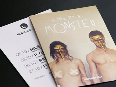 MONSTER MUSIC Flyer cologne electronic flyer golden mask monster music party rose club