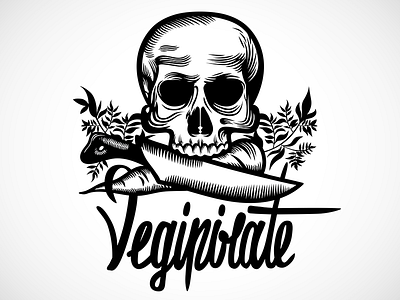 Vegipirate logo blog couteau crane crâne design knife logo logo design skull vegan vegetarian veggie