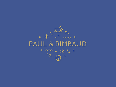 Paul & Rimbaud logo blue café coffee gold graphic design graphisme logo logo design