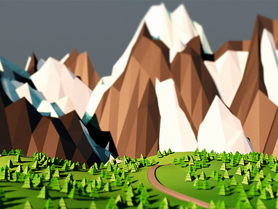 Spring is coming ! 4d c4d cinema low low poly montain poly spring tree