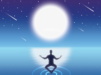 Zen ! illustration moon night sea sky star zen