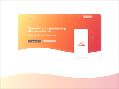 Vinicia - Landing page gradient home interface landing page ui user
