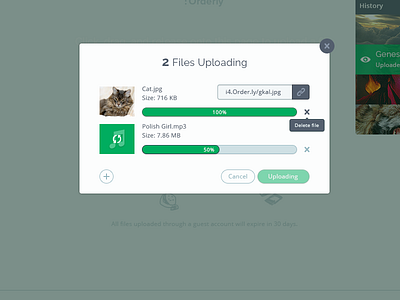 Orderly File Uploader queue flat modal modern ux