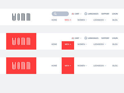 WOMM Headers flat font header modern search theme ui ux