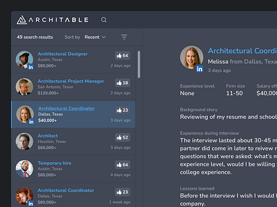 Architable sidebar search results B2B SaaS