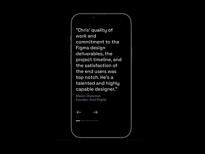 Client Testimonial - Christopher Denais Personal Portfolio 2022 agency b2b client dark mode design design system display enterprise medical minimal mobile mvp personal portfolio saas testimonial touchscreen ui ux ux design