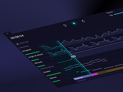 Department of Defense - Timeline Scroll Interaction aerospace aviation b2b cockpit cursor dark dark mode defense enterprise maneuver minimal mode pause pilot play saas timeline ui ux ux design