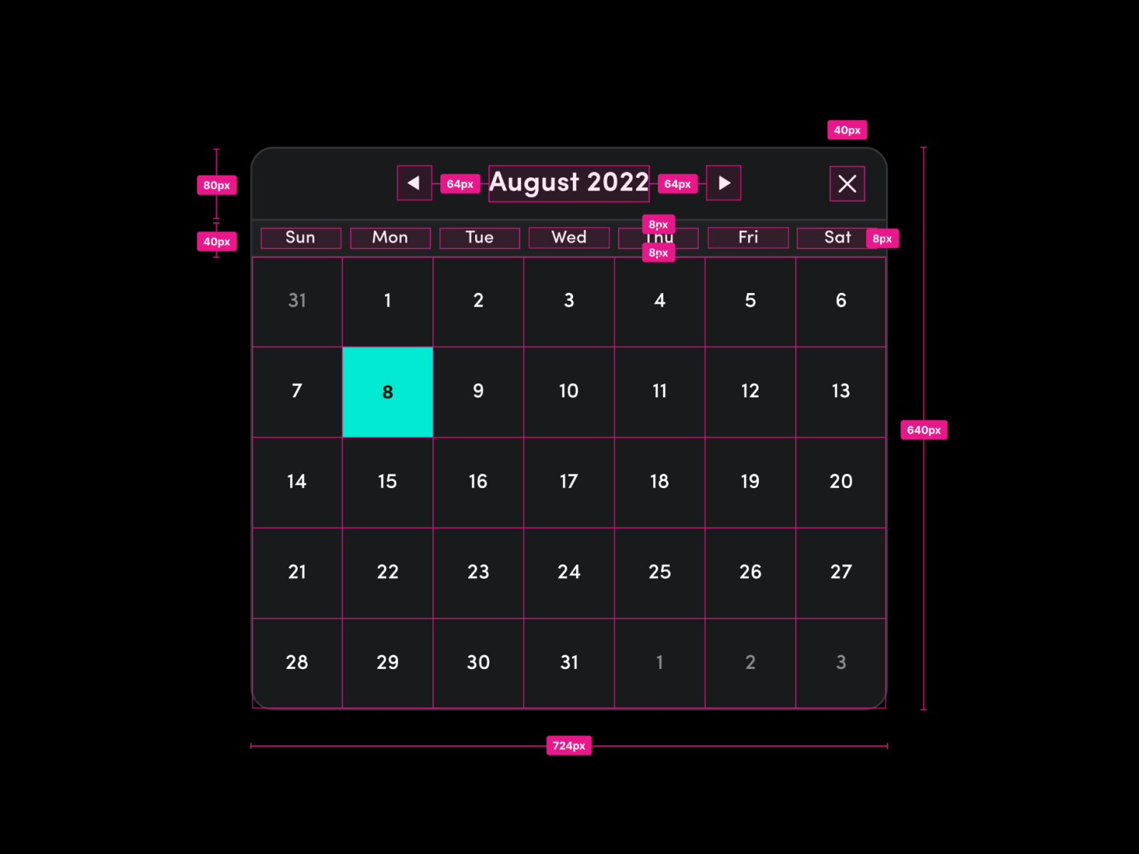 Calendar Spacing Design Guidelines Johnson & Johnson by Christopher