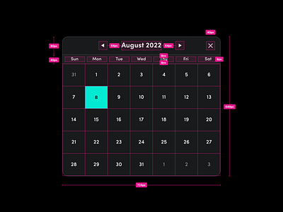 Calendar Spacing Design Guidelines - Johnson & Johnson auto layout b2b calendar component date design design system dropdown enterprise figma flat minimal mobile modal picker saas system time ui ux