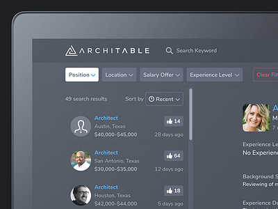 Architable Interviews flat job minimal product design search sketch ui user ux web app