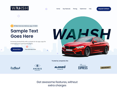 Wahsh #Landing page branding design logo typography wahsh landing page