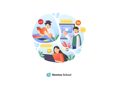 Diversity at Newton School design icon illustration ui