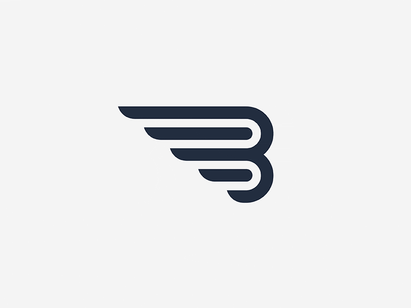 Bellwether Logo blue flying wing technical letter branding graphic design logo