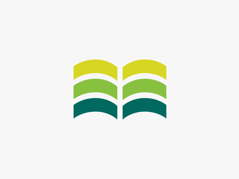 Knowledge Farm Logo Concept Option 2 blue book branding crops cultivation education fields graphic design green grow growing growth knowledge leaf leaves logo plant