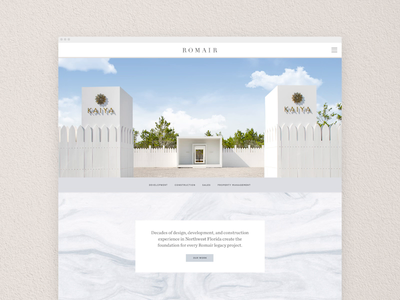 Romair Website Desktop View branding digital interactive luxury mobile real estate refined responsive uidesign website