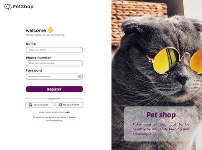 Simple Register for PetShop branding design inspiration mobiledesign ui uidesign uiweb ux uxdesign uxweb webdesign