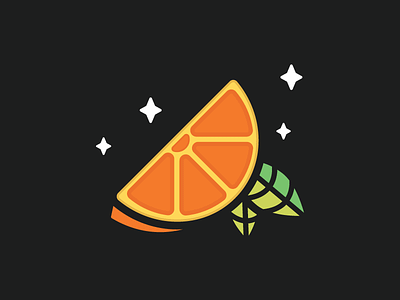 The Night Orange fruit icon illustration night orange stars