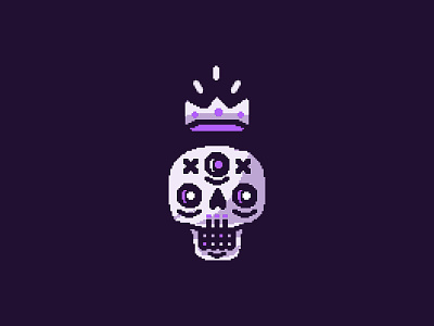 King of Dead Pixels 8 bit 8bit crown eyes jewel pixel retro skull