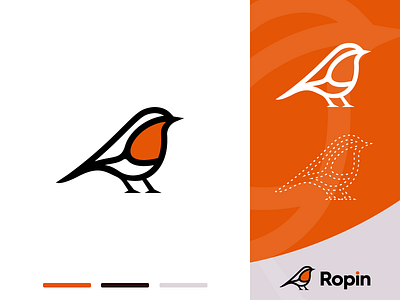 Ropin logo/ Robin bird animal bird branding design flying gedas meskunas glogo icon illustration line lineart logo logo creation map outline pin robin sparrow tit vector