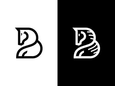 B letter horse logo icon animal branding design gedas meskunas glogo horse icon illustration letter line lineart logo logo creation monogram pegasus riding unicorn vector