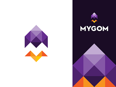 Mygom Logo design cosmos design fast flame flight flyer gedas meskunas glogo icon letter logo monogram mygom plane rapid rocket square triangle up vector