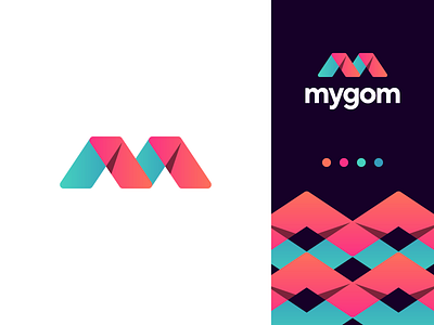 Mygom Logo Design arrows branding design developers development fast gedas meskunas glogo gradient icon illustrator letter logo monogram mygom programing quick vector web webdesign