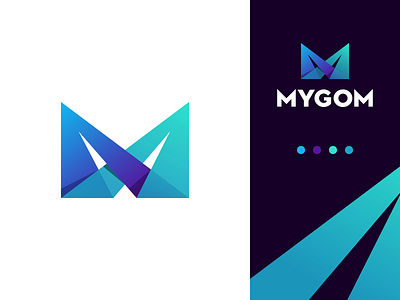 Mygom Logo Design avia branding design developer development fast flight gedas meskunas glogo gradient icon intersect lettering lettermark lights logo monogram mygom plane quick