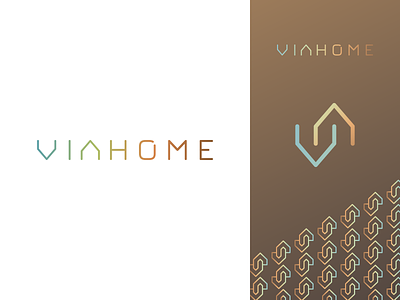 Viahome logo wordmark branding building colors constructions dali design gedas meskunas glogo gradient home house icon interiors letters logo logo creation viahome wordmark