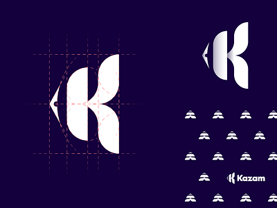 K fish Kazam logo design branding clown design eye fish fishing gedas meskunas glogo icon illustration k kazam letter logo monogram sea tail vector water