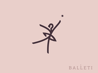 Balleti Ballerine Logo Design ballerine ballet branding dancer design dress gedas meskunas girl glogo icon illustration jump line logo star swan vector woman