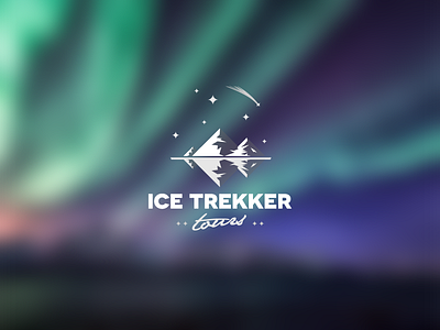 Ice trekker tours guide ice illustration logo mountain night sky star tour traker travel trek