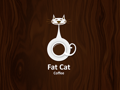 Fat Cat Coffee animal brown cat coffe cup fat glogo logo pet plate