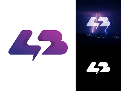 L + B + LightningBolt logo design branding design gedas meskunas glogo gradient icon illustration letter letter a lightning lightning bolt logo logo creation monogram negative space vector