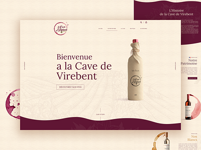 La Cave de Virebent web design UX UI bottle branding design eshop france gedas meskunas grape icon pastel shop splash stain ui ux web web design website website concept wine winery