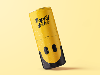 Happy Drink - can design branding can design drinks gedas meskunas happy illustration logo creation package design print product design rebound smile vector weekly warm up