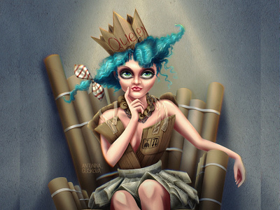 Cardboard Queen cardboard character digital art dtiys illustration procreate queen