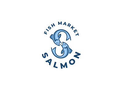 Salmon branding fish logo market monogramm s salmon