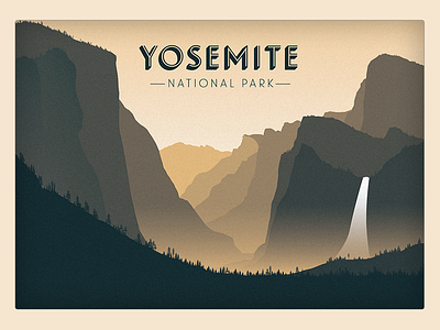 Yosemite National Park Poster Art arts and crafts california forest golden age landmark line art mountains poster retro trees yosemite