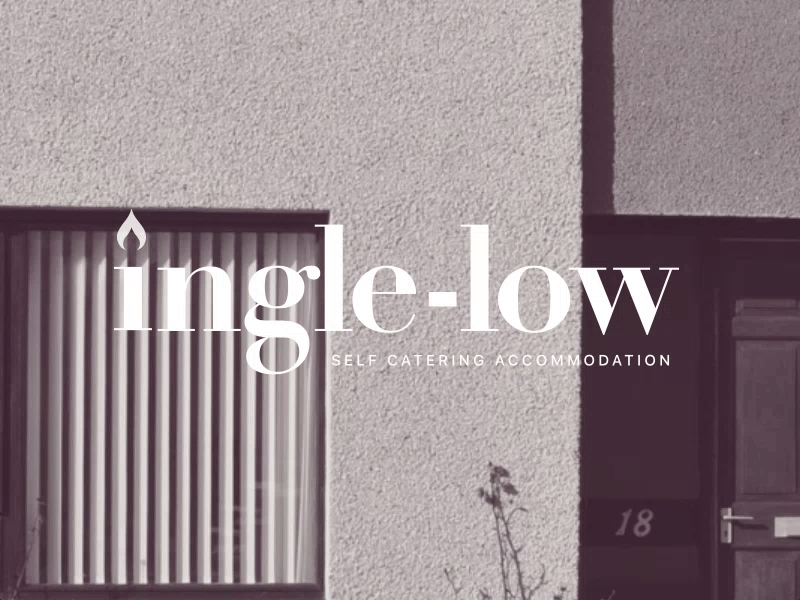 Ingle-low Logotype Animation - 'Glow at Ingle-low' animation candle cottage fire glow hotel logo logo animation logotype neutral serif website