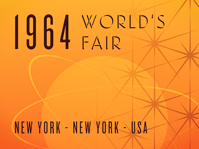 1964 World's Fair nyc orange poster retro shapes vintage