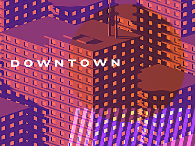Downtown 3d buildings c4d cinema 4d city mason modelling orange overlay purple