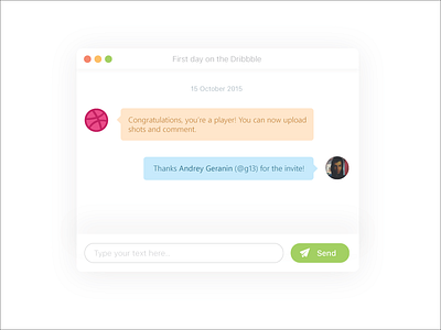 Hello, Dribbble! app chat light messages minimal ui ux window