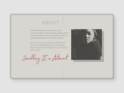 About page – Jewellery Maker website about page adobe xd clean concept minimalistic web design webdesign website design