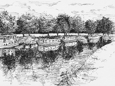 River Cam, Cambridge bw cambridge drawing ink inktober inktober2015 pen sketch