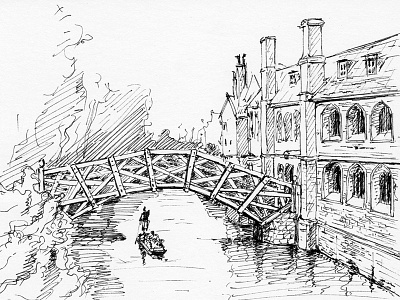 Mathematical Bridge bridge bw cambridge drawing ink inktober inktober2015 pen river sketch