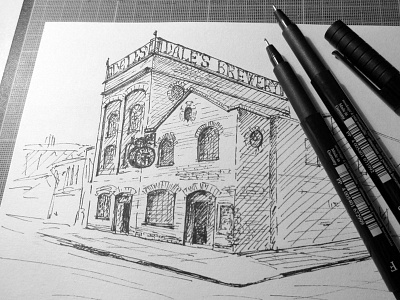 Dale's Brewery bw cambridge drawing ink inktober inktober2015 pen sketch