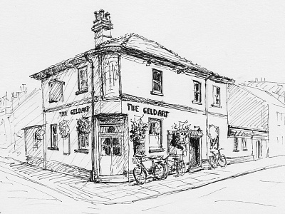 The Geldart Pub bw cambridge drawing ink inktober inktober2015 pen sketch