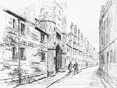 Trinity Lane, Cambridge bw cambridge drawing ink inktober inktober2015 pen sketch