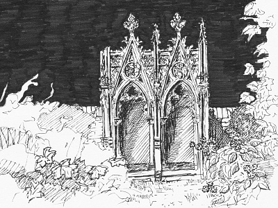 Mill Road Cemetery, Cambridge bw cambridge drawing ink inktober inktober2015 pen sketch