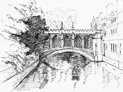 The Bridge of Sighs, Cambridge bridge bw cambridge drawing ink inktober inktober2015 pen river sketch